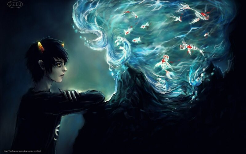 anime character with koi fish