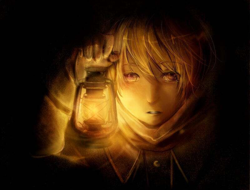 Anime Character with Lantern — Yellow, Dramatic