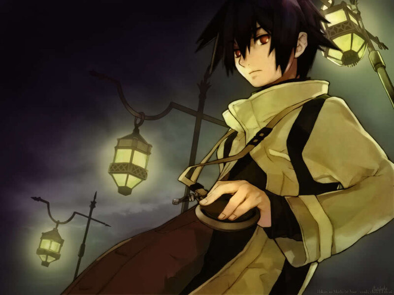 Anime Character with Lanterns — Black