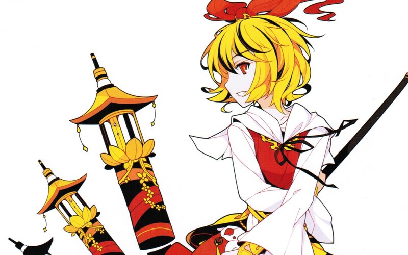Anime Character with Lanterns — Yellow
