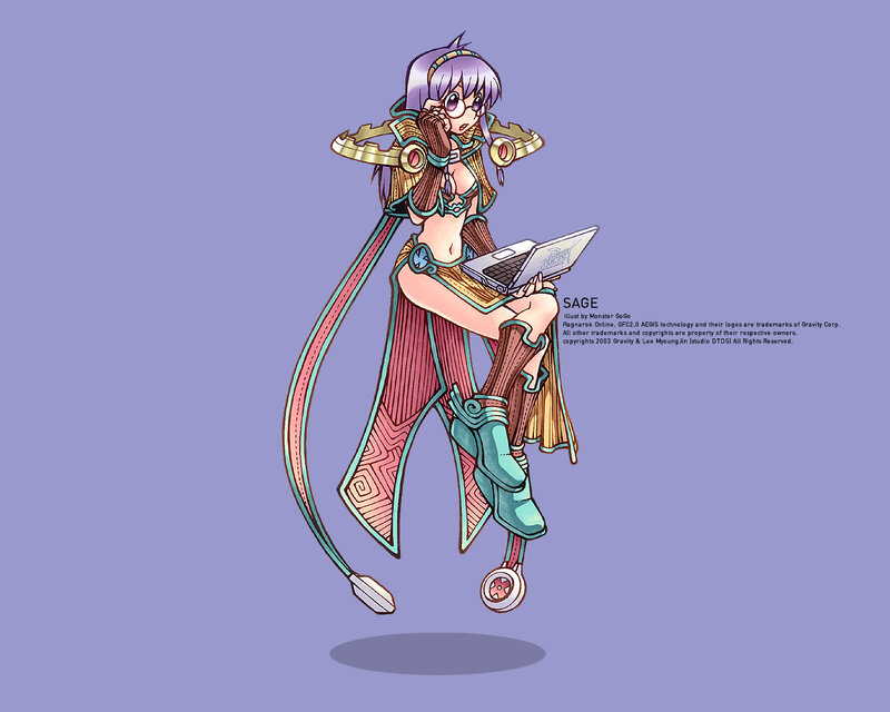 Anime Character with Laptop — Purple