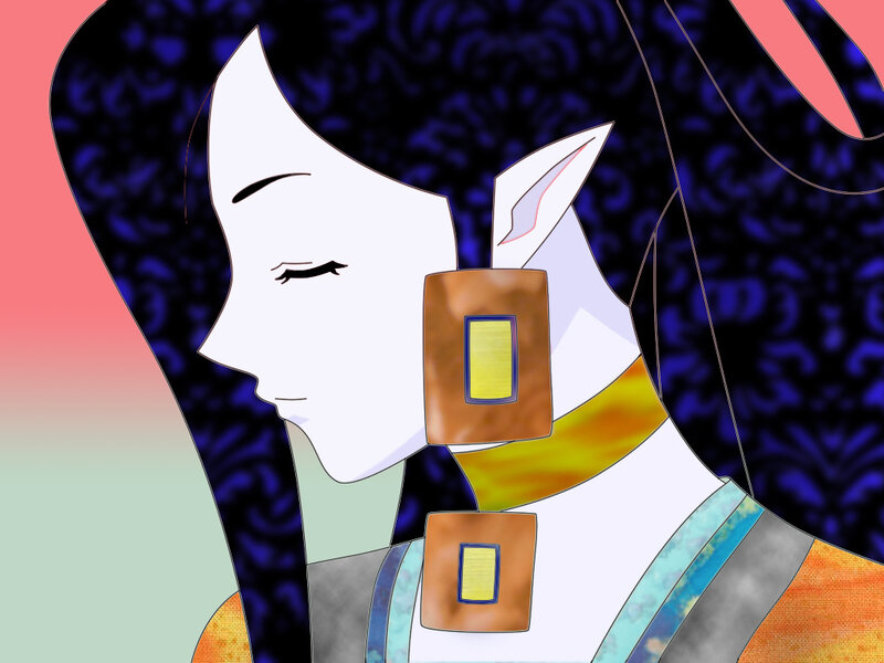 anime character with large earrings