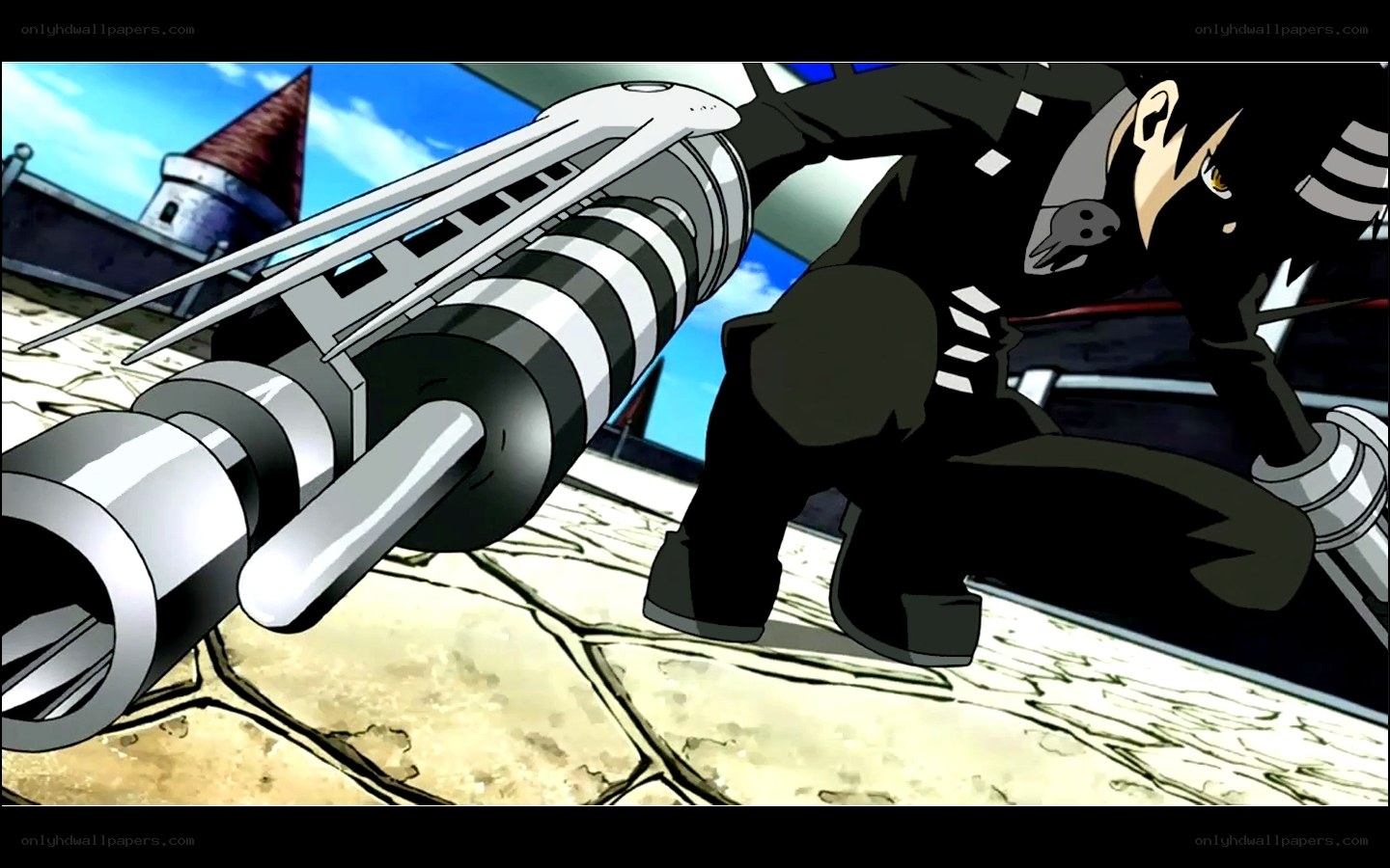 anime character with large weapon