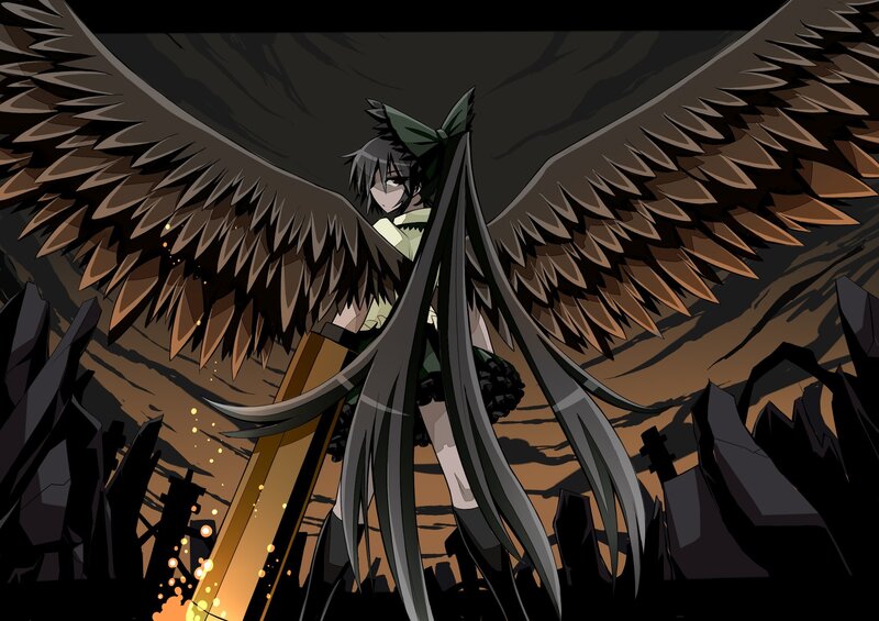 Anime character with large wings