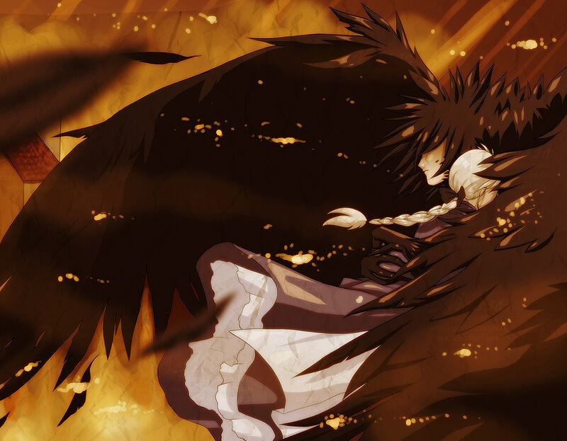 Anime character with large wings
