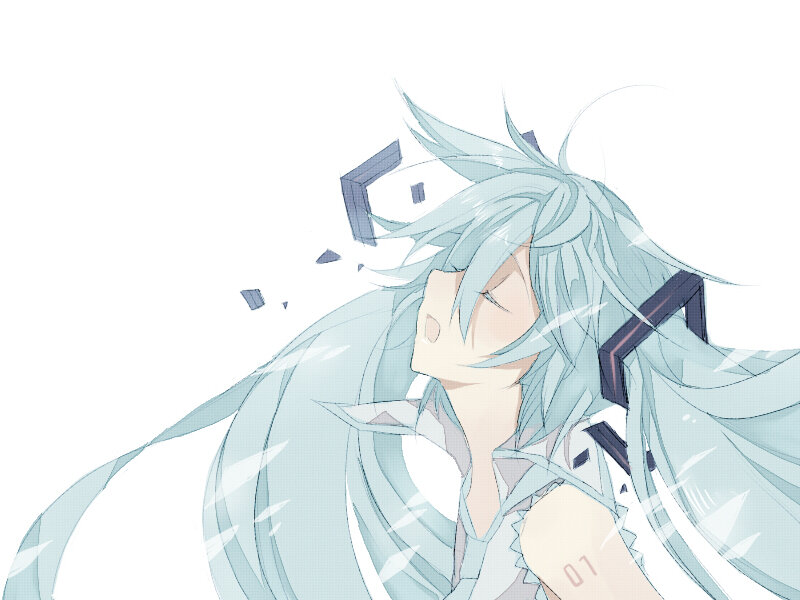 anime character with light blue hair