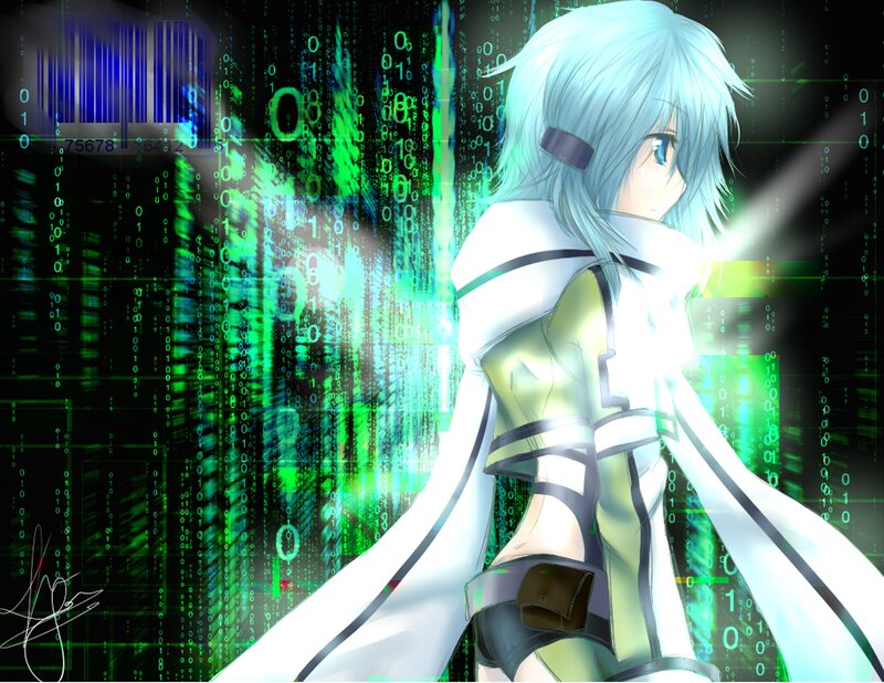 Anime Character with Light Hair — Green