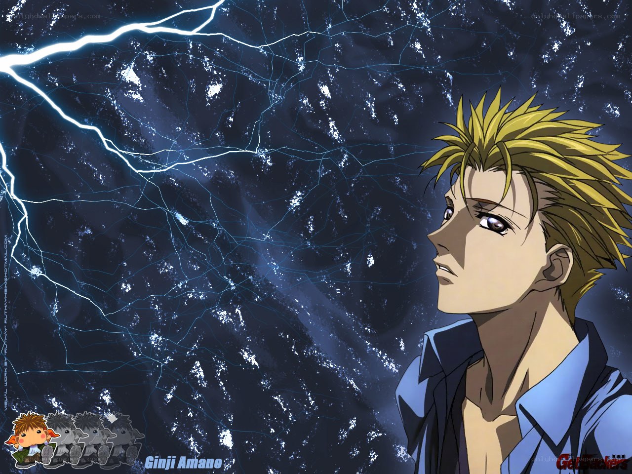 Anime character with lightning background