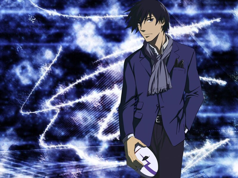 anime character with lightning background