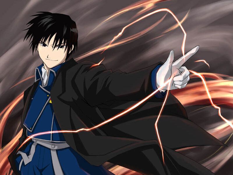 Anime Character with Lightning — Black, Dramatic, Coat
