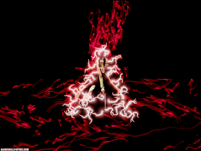 Anime Character with Lightning — Black, Dramatic, Fire