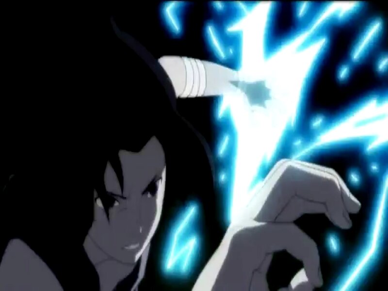 Anime Character with Lightning — Black, Dramatic, Hand