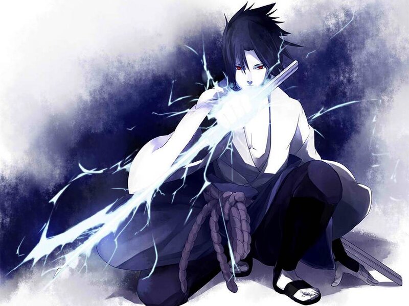 Anime Character with Lightning — Black, Dramatic, Manga