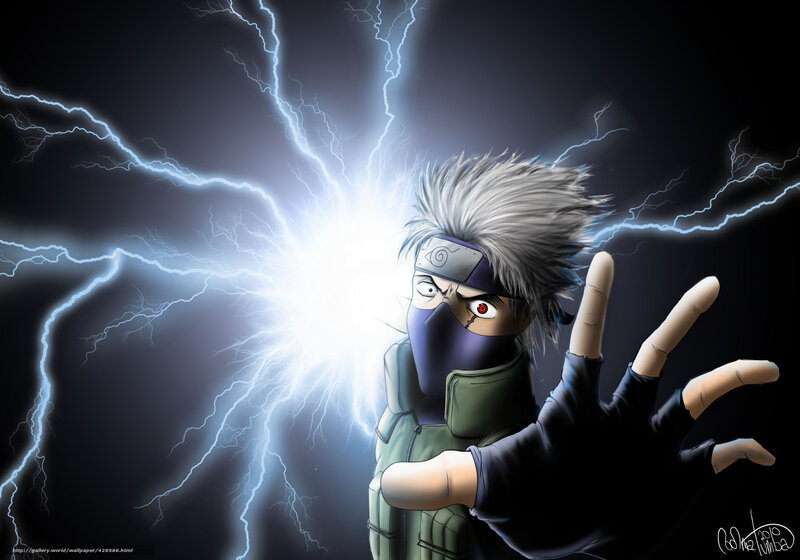 Anime Character with Lightning — Black, Dramatic, Night, Digital Art, Headband