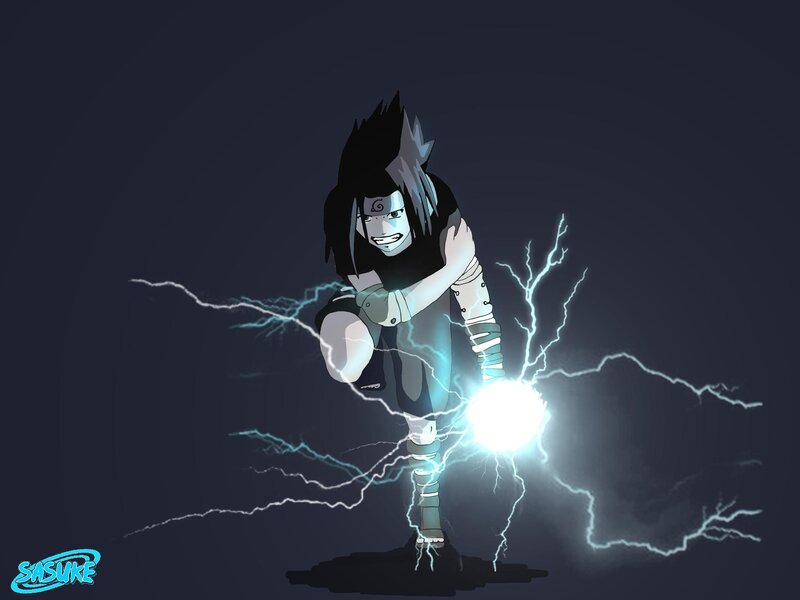 Anime Character with Lightning — Black, Dramatic, Night, Digital Art