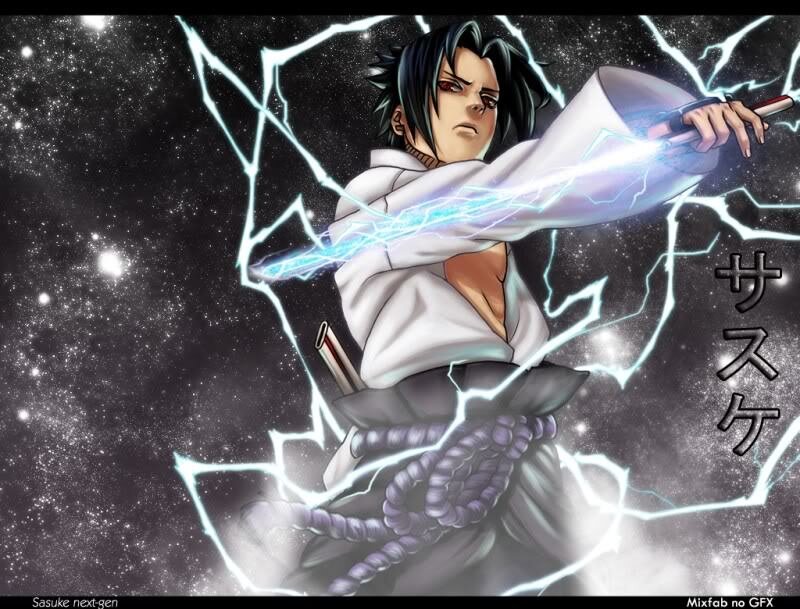 Anime Character with Lightning — Black, Dramatic, Night, Manga