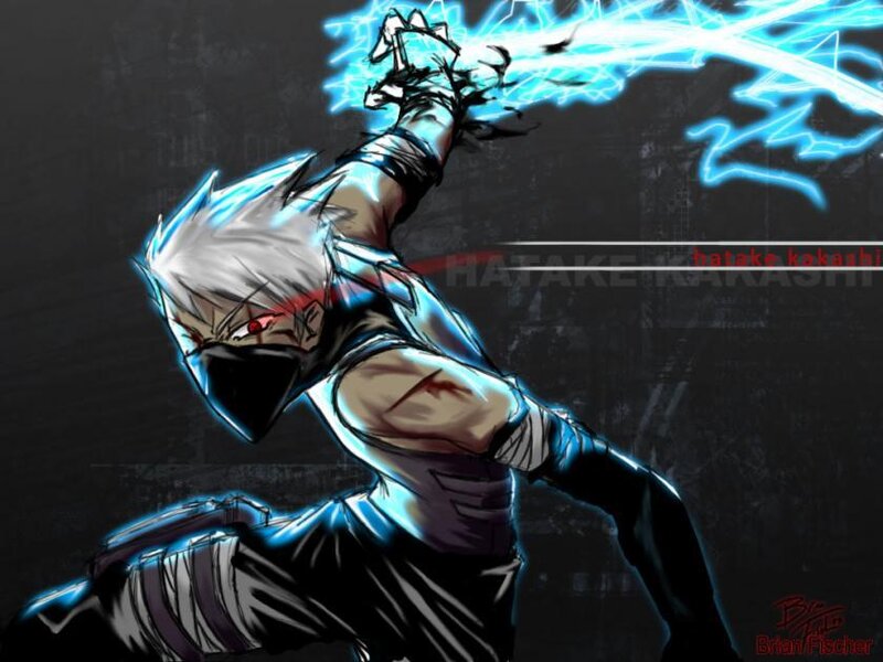 Anime Character with Lightning — Black, Dramatic