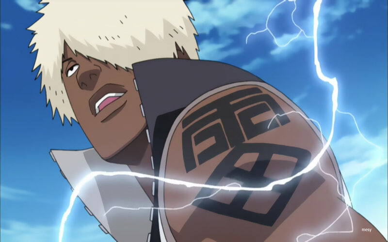Anime Character with Lightning — Blue, Dramatic, Afternoon