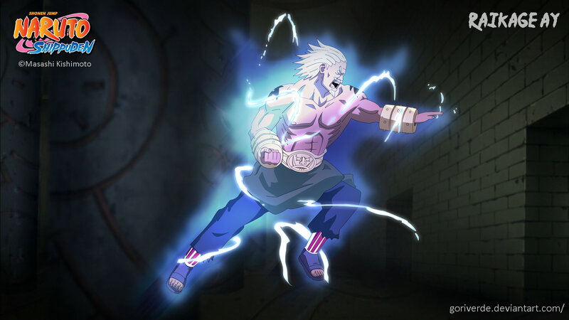 Anime Character with Lightning — Blue, Dramatic, Digital Art, Brick Wall