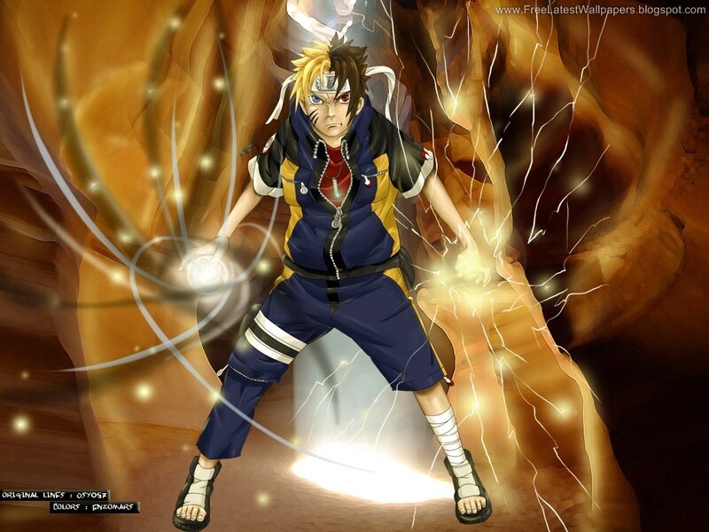Anime Character with Lightning — Blue, Dramatic, Digital Art, Energy Ball, Cave