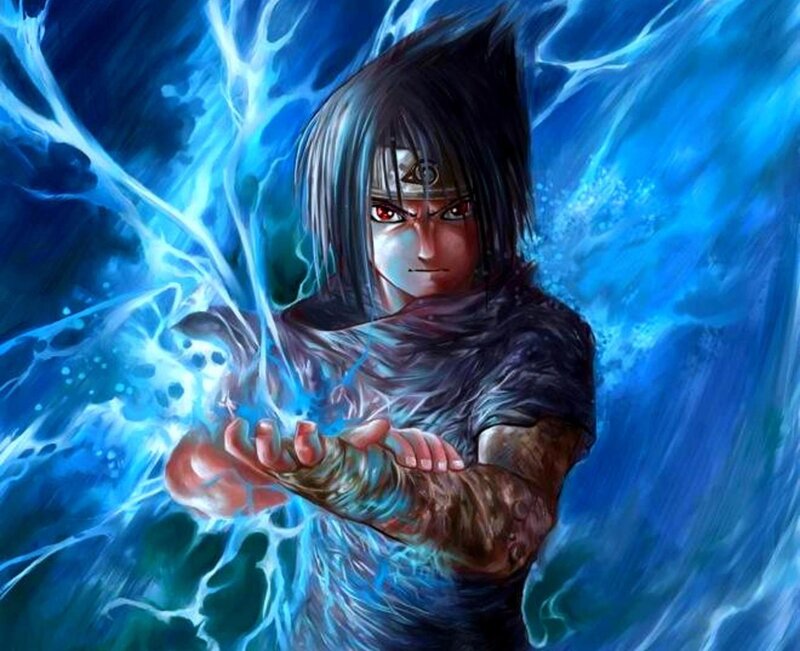 Anime Character with Lightning — Blue, Dramatic, Digital Art, Forehead Protector
