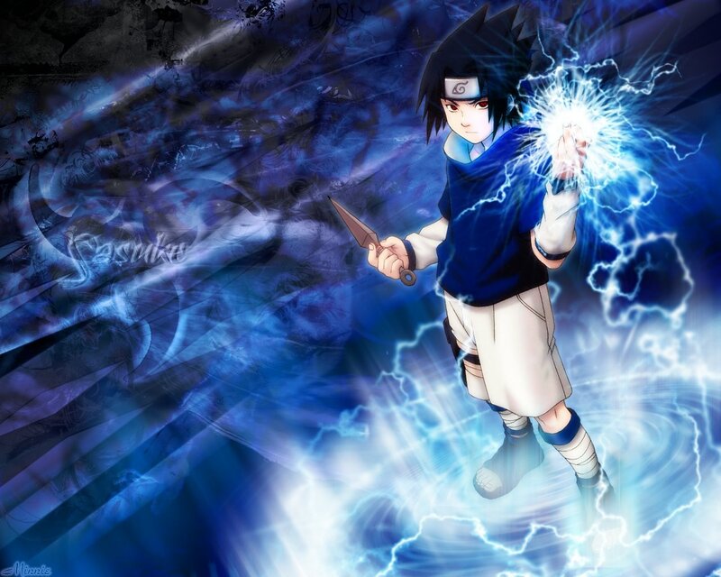 Anime Character with Lightning — Blue, Dramatic, Digital Art, Shuriken