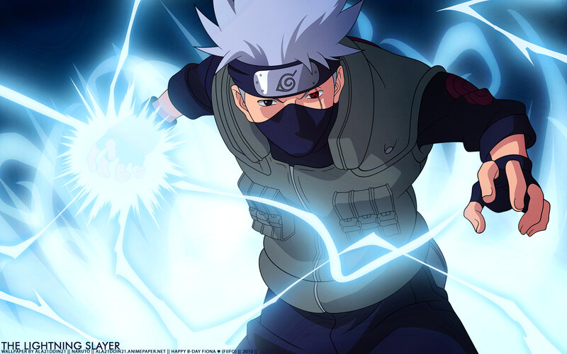 Anime Character with Lightning — Blue, Dramatic, Headband, Mask