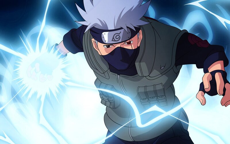 Anime Character with Lightning — Blue, Dramatic, Headband, Vest, Gray, Black