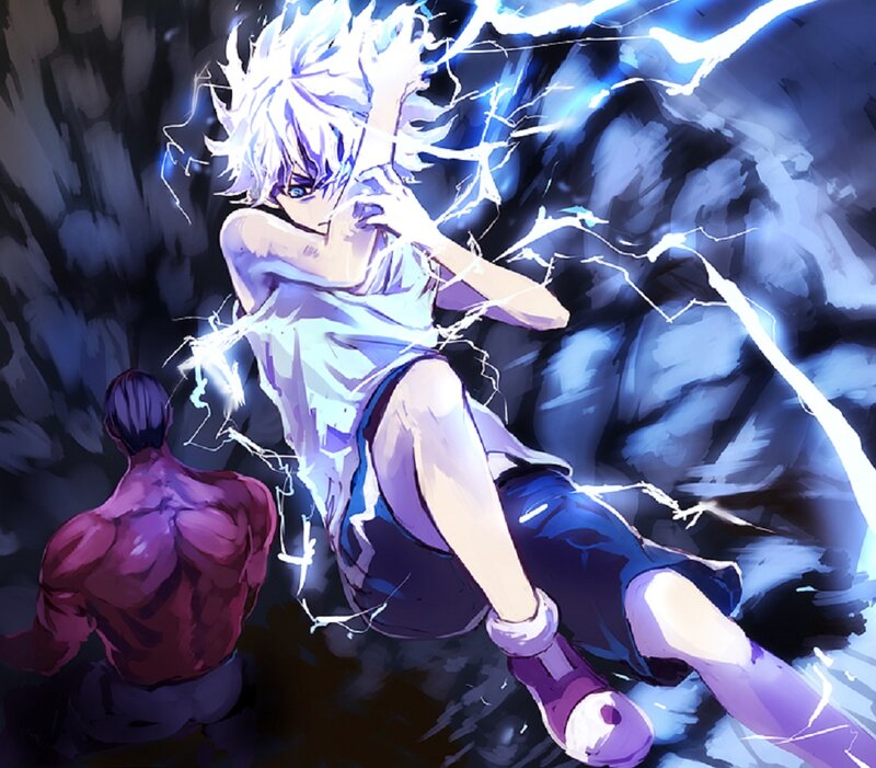 Anime Character with Lightning — Blue, Dramatic, Manga, Muscular Man