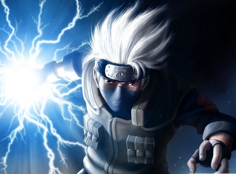 Anime Character with Lightning — Blue, Dramatic, Night, Digital Art, Headband
