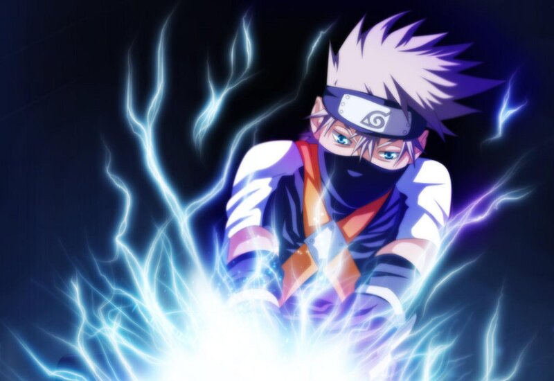 Anime Character with Lightning — Blue, Dramatic, Night, Headband