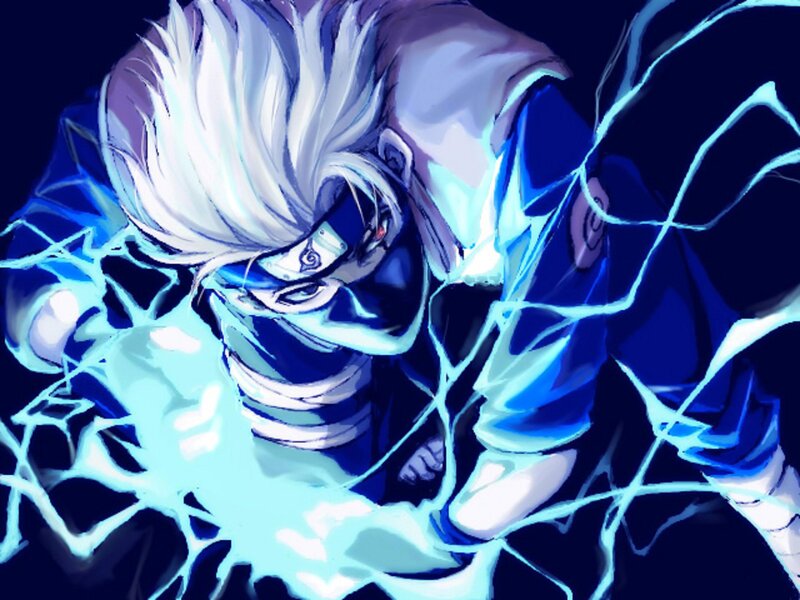 Anime Character with Lightning — Blue, Dramatic, Night, Manga