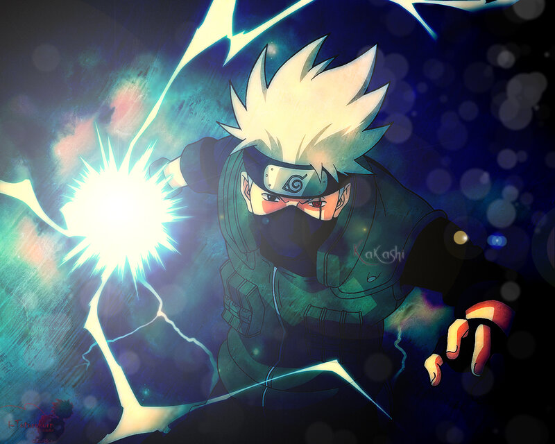Anime Character with Lightning — Blue, Dramatic, Night