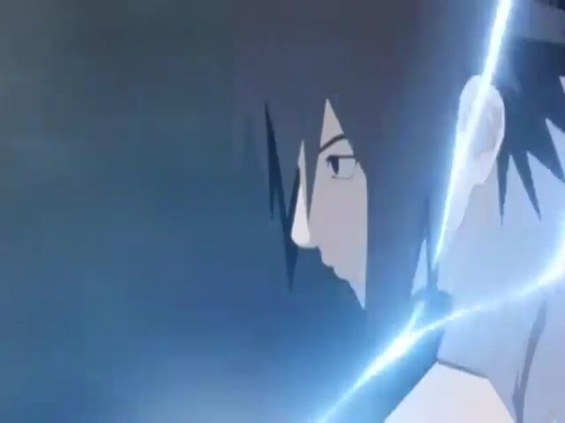 Anime Character with Lightning — Blue, Dramatic, Profile View