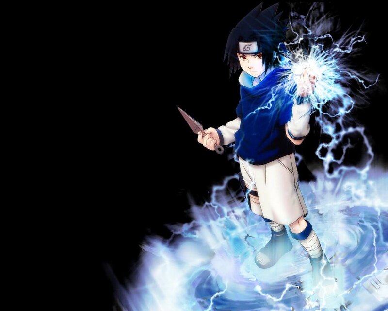 Anime Character with Lightning — Blue, Dramatic, Shuriken