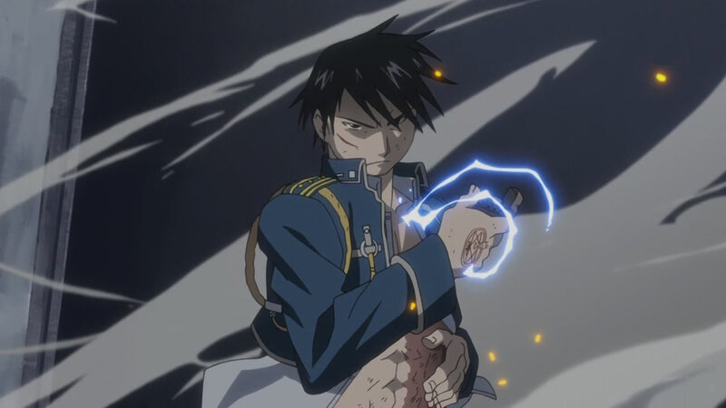 anime character with lightning magic