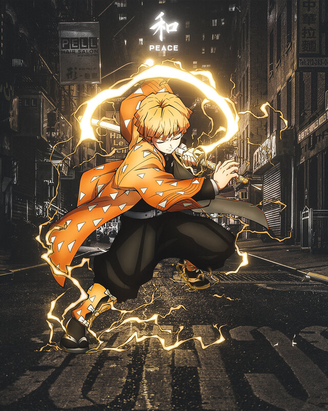Anime Character with Lightning — Orange