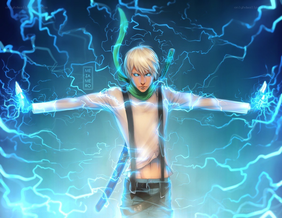 Anime character with lightning powers