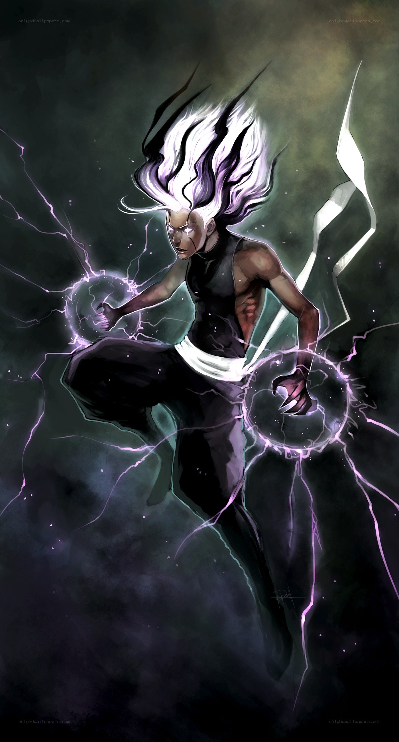 Anime character with lightning powers