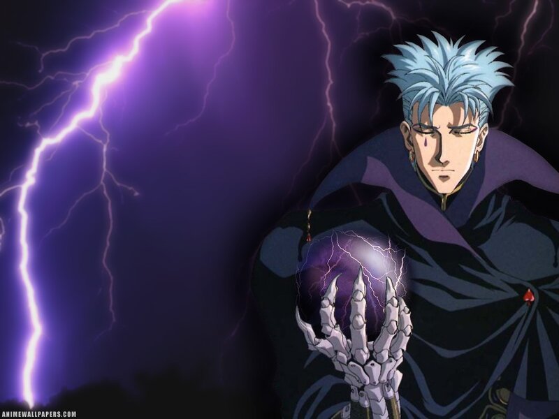 Anime Character with Lightning — Purple, Dramatic, Night, Skeletal Hand