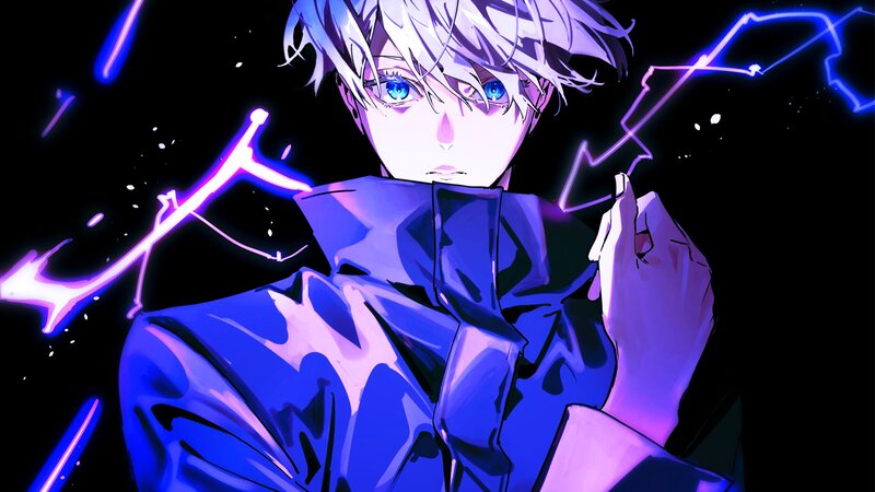 Anime Character with Lightning — Purple, Dramatic, Night