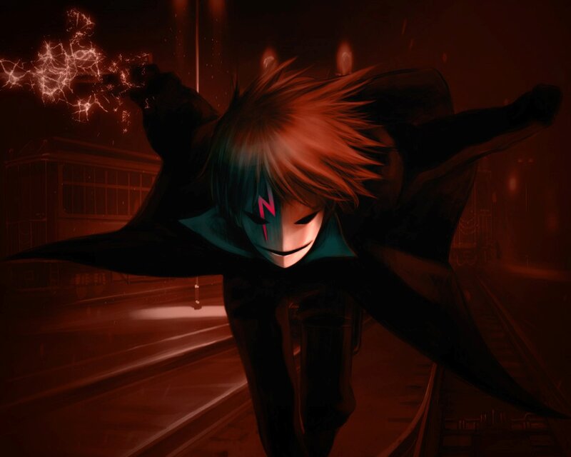 Anime Character with Lightning — Red