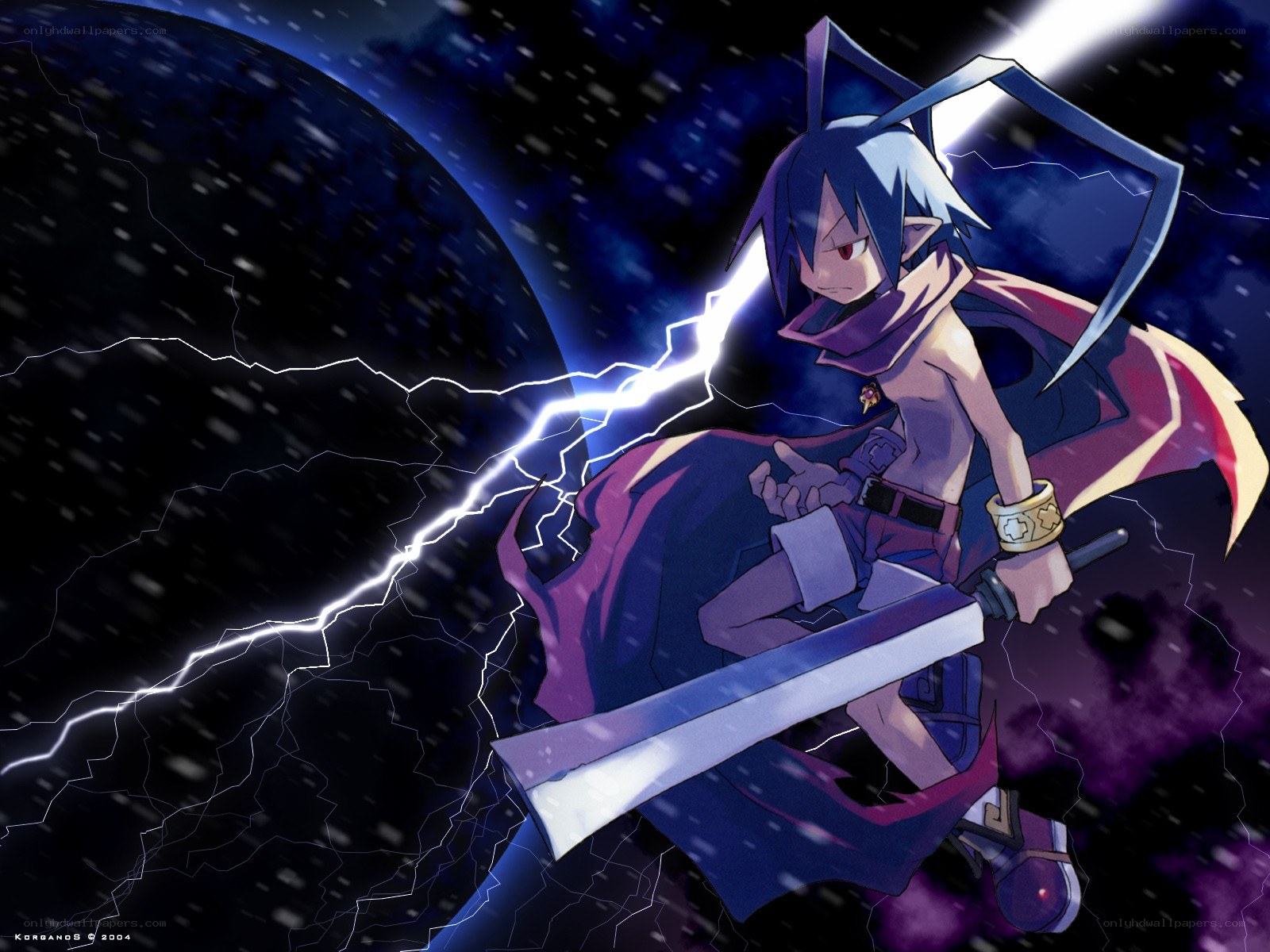 anime character with lightning sword