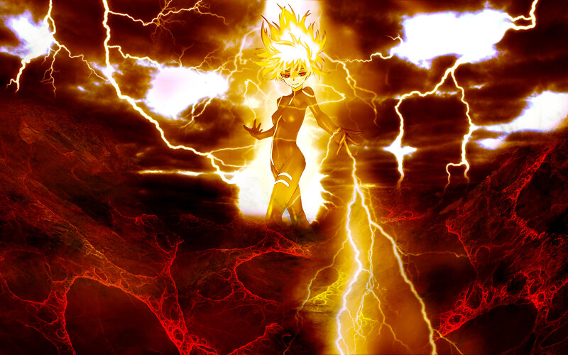 Anime Character with Lightning — Yellow