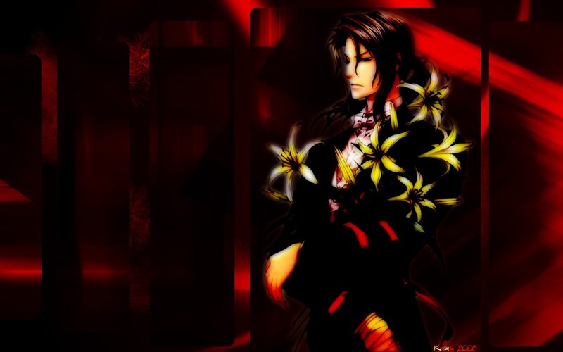 anime character with lilies