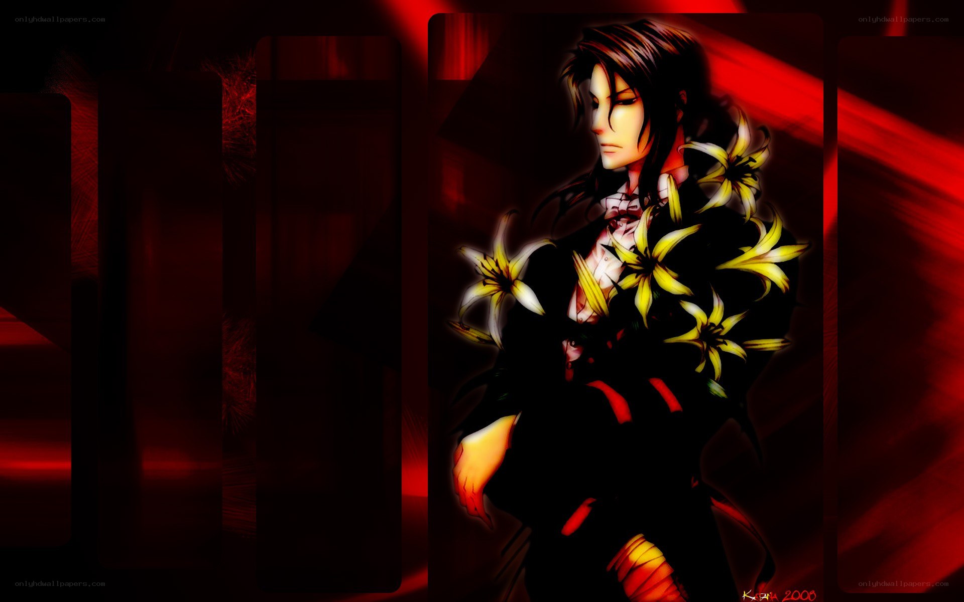 anime character with lilies