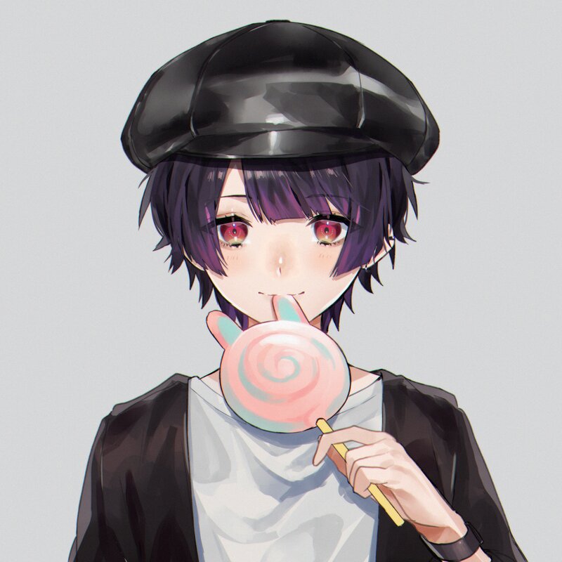 Anime Character with Lollipop — Black, Calm