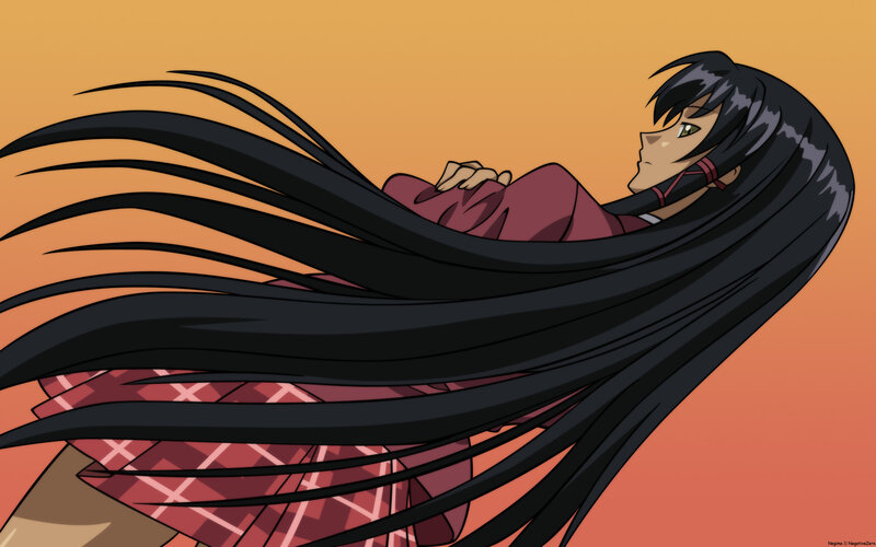 anime character with long black hair