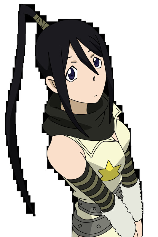 anime character with long black hair