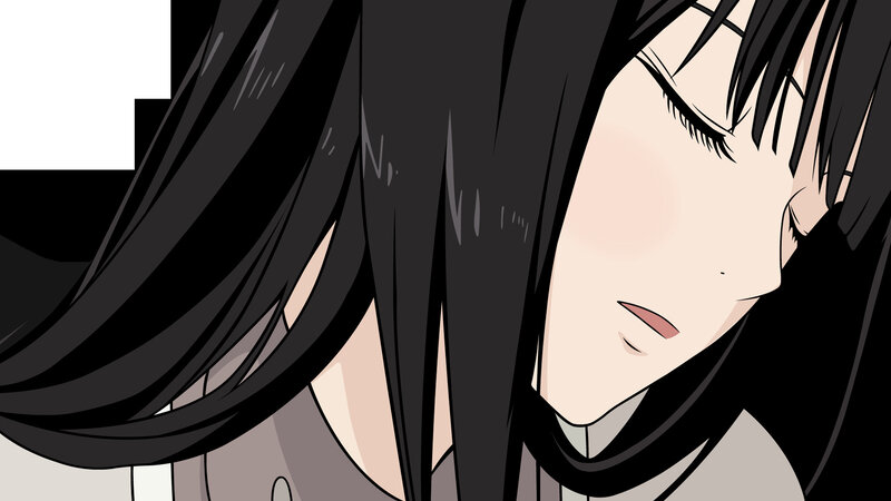 anime character with long black hair